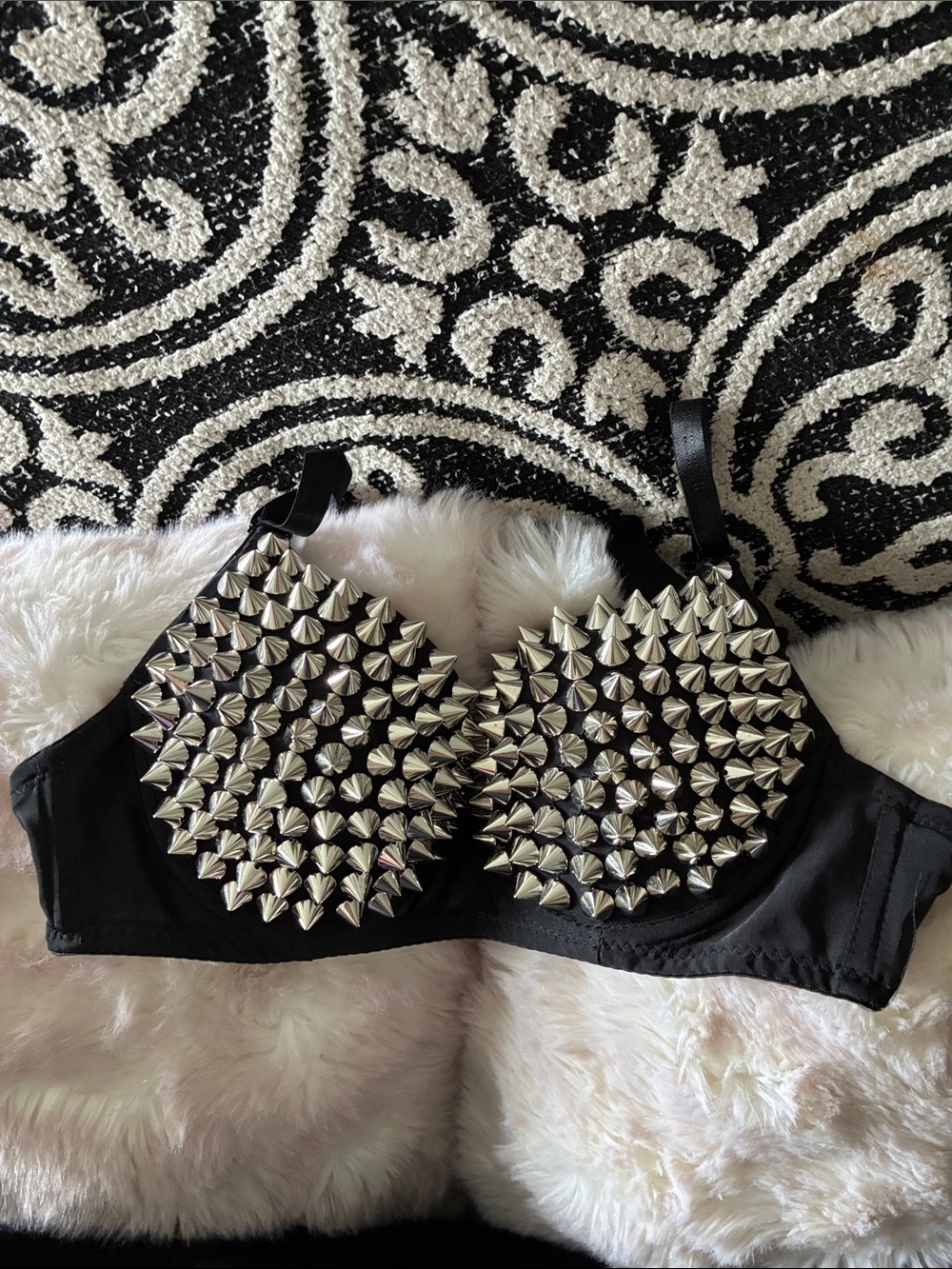 Black Studded Spike Bra Top - Women